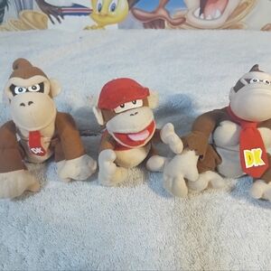 Lot of 3 Vintage Donkey Kong Gameplush Dolls - Clean & Good Condition L